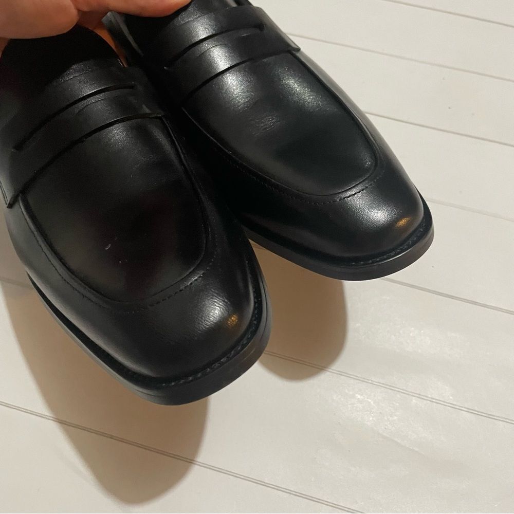 Gifennse Men's NWOT Black Leather Slip On Narrow Fit Loafer Dress Shoes Size 7 - Picture 6 of 13
